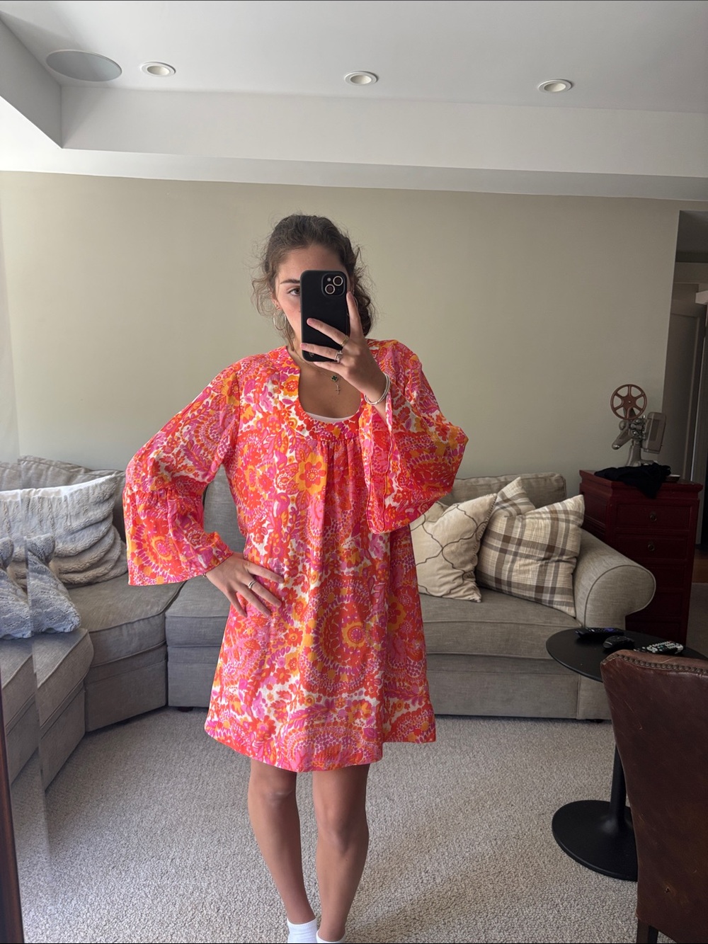Trina Turk Pink Orange Floral Shift Dress